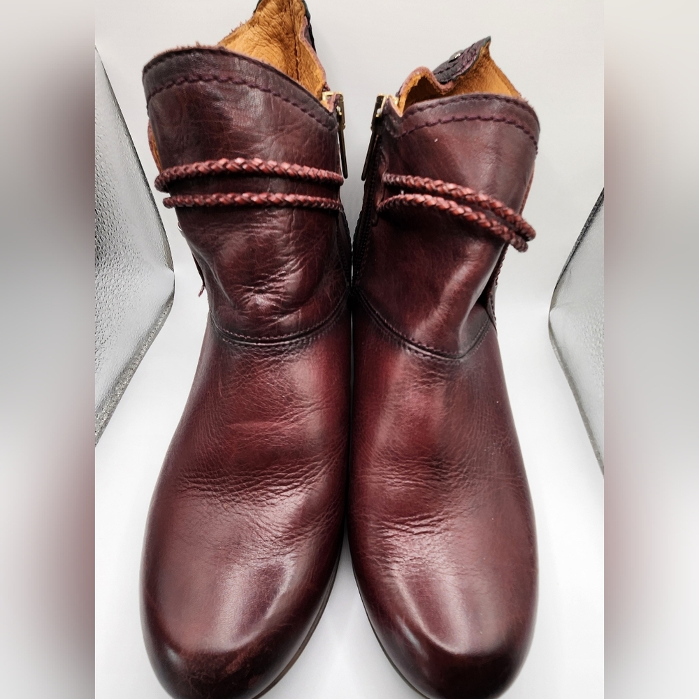 PIKOLINOS Burgundy Ankle Boots with Braided Accent - Picture 2 of 2